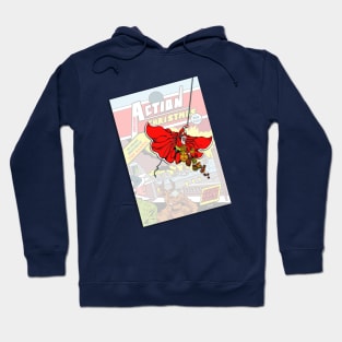 Super Sky Santa Action Christmas Comic Hoodie